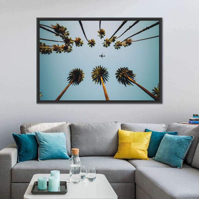 Plane Below Palm Trees Wall Art