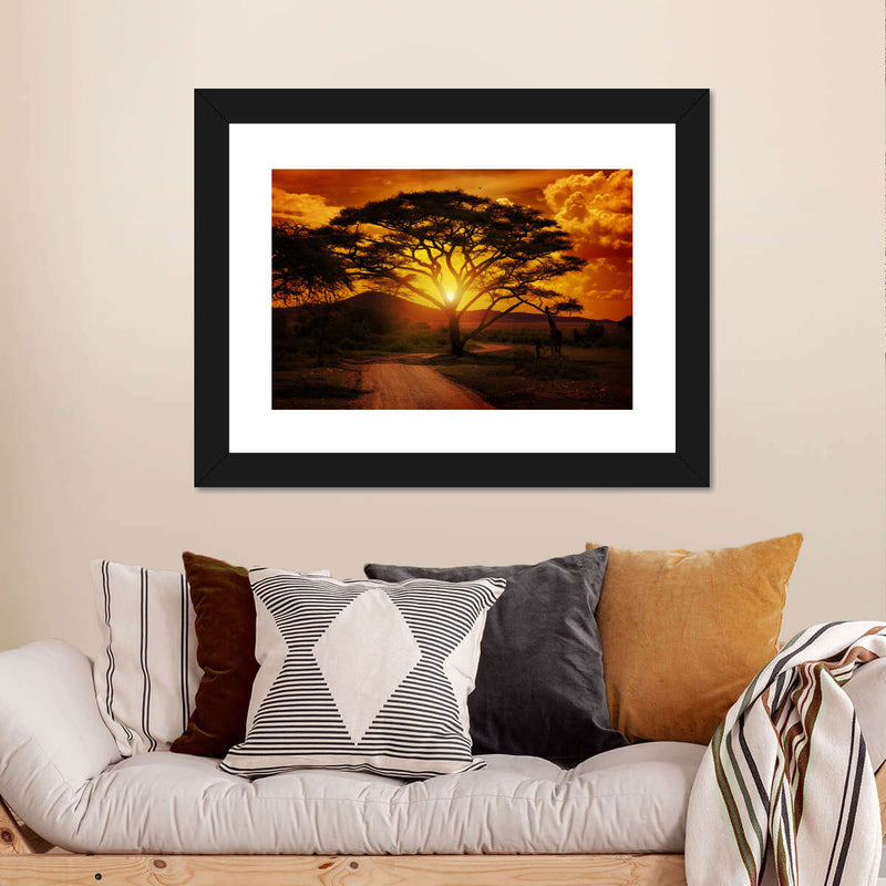 Serengeti Park Sunset Silhouette Wall Art