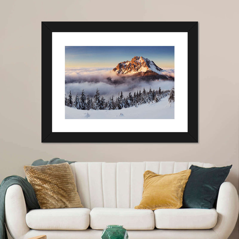 Snow Mountain Sunset Wall Art