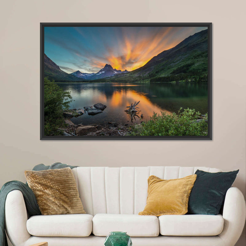 Swiftcurrent Sunset Lake Wall Art