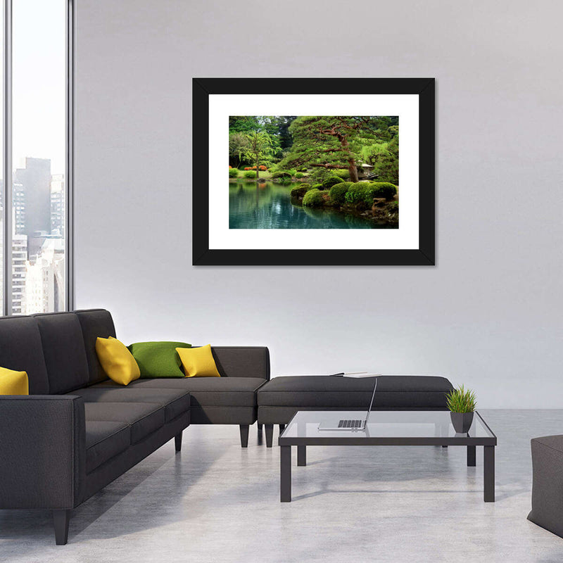 Zen Lakeside Bonsai Trees Wall Art