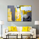 Yellow On Gray Abstract Wall Art