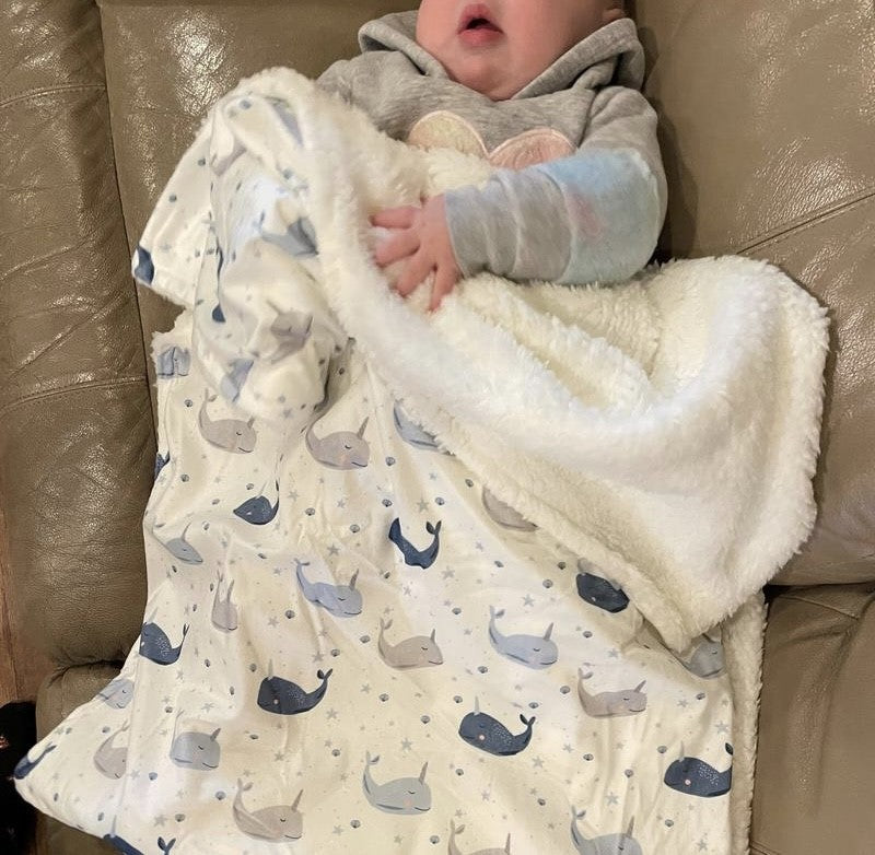 Narwhal Starfish Soft Sherpa Baby Blanket