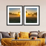 Misty Meadow At Sunrise Wall Art