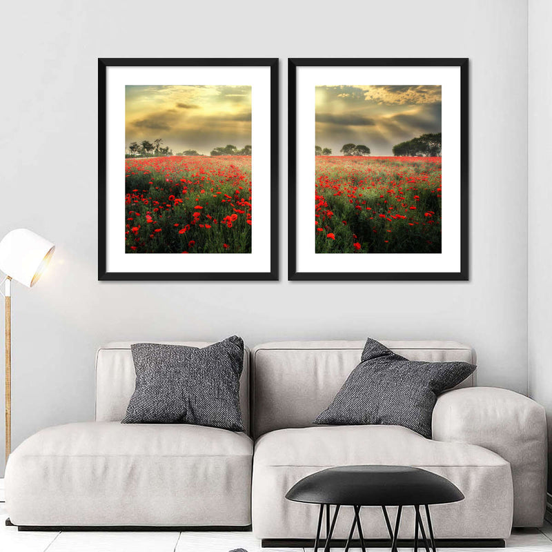 Scandinavian Poppy Field Wall Art