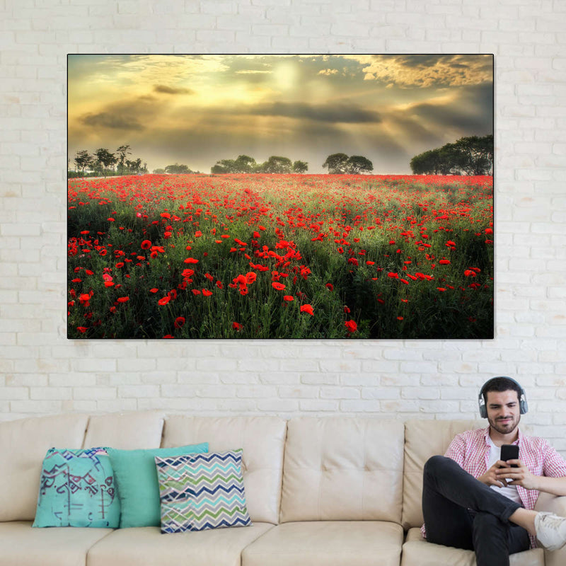 Scandinavian Poppy Field Wall Art