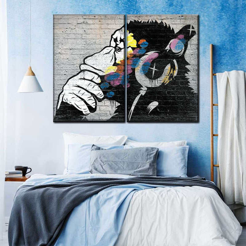 Monkey Wearing Headphones Wall Art