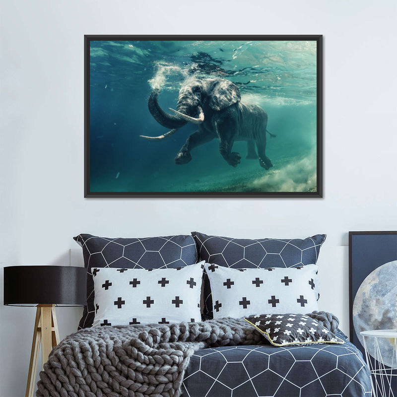 Swimming Elephant Wall Art