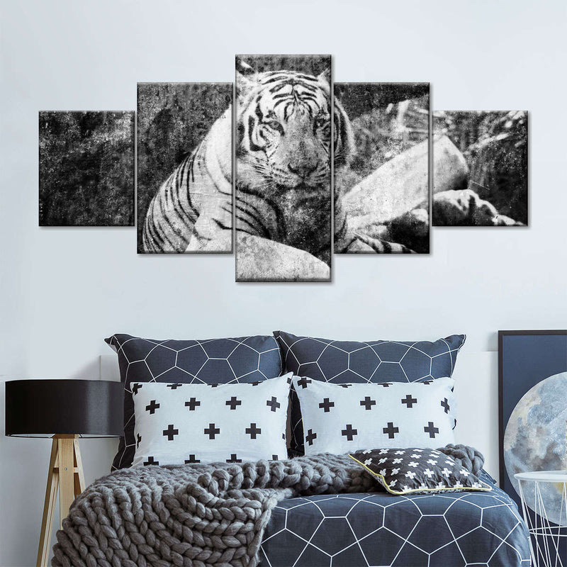 Textured White Tiger Wall Art