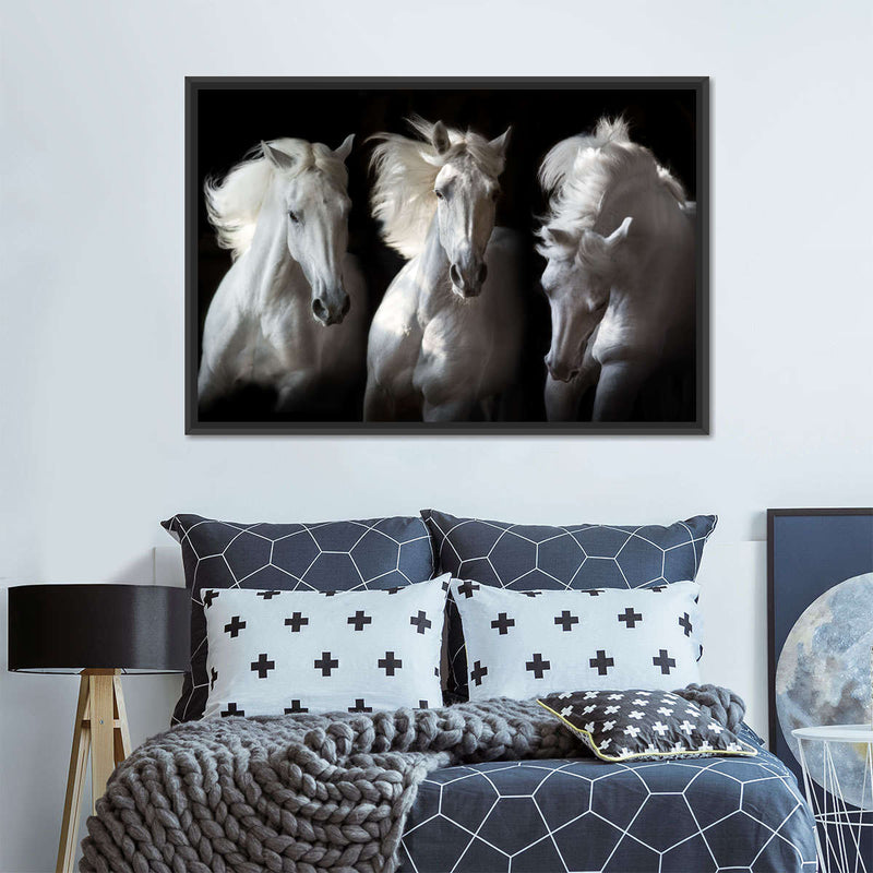 Three White Horses Wall Art