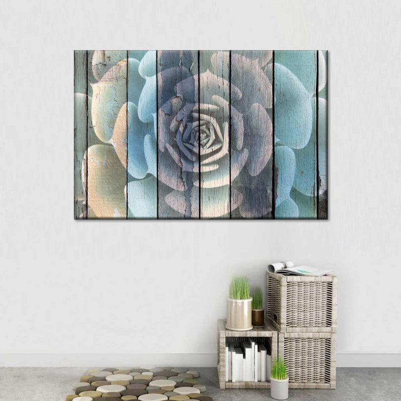 Rustic Blooming Succulent Wall Art