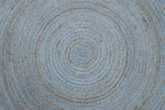 100% All Natural Fiber Hand Braided Boho Blue Round Jute Rug | JR1