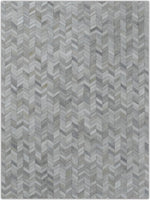 5x8 and 8x10 Genuine Leather Chevron Design Handmade Ivory and Beige Area Rug | LR12