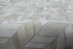 5x8 and 8x10 Genuine Leather Chevron Design Handmade Ivory and Beige Area Rug | LR12