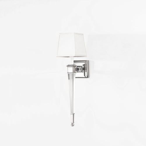 Nickel and crystal wall sconce.