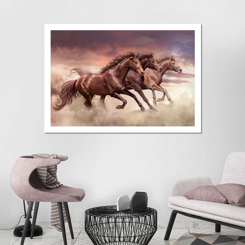 Three Running Horses Wall Art