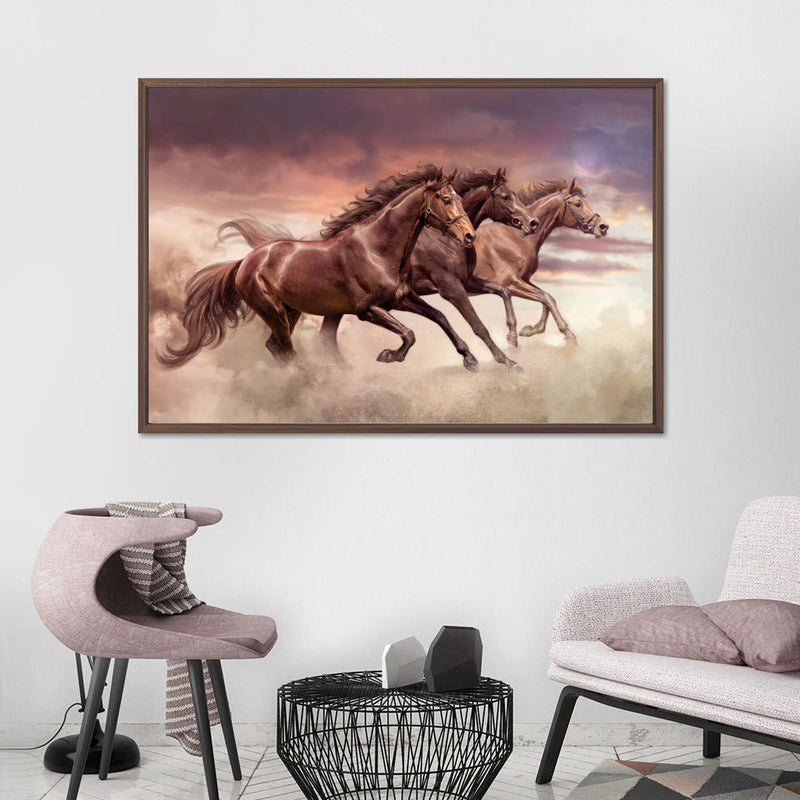Three Running Horses Wall Art