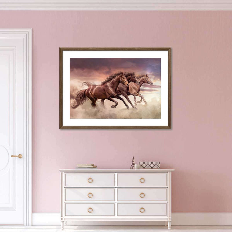 Three Running Horses Wall Art