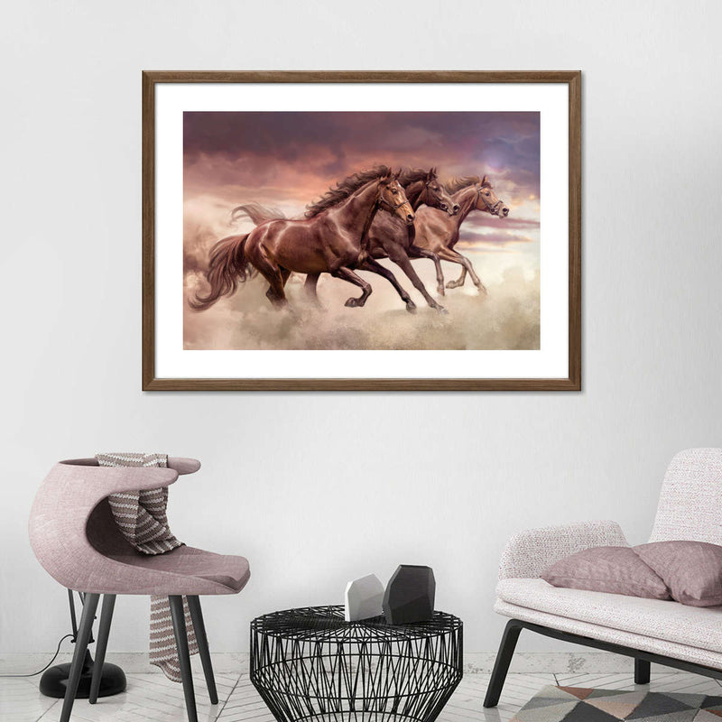 Three Running Horses Wall Art