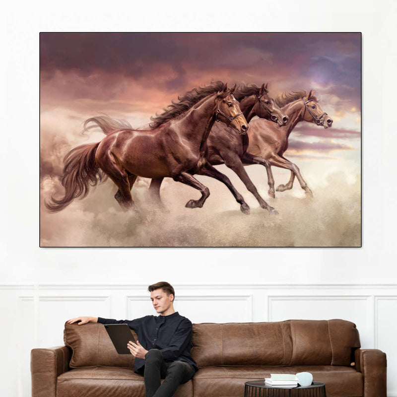 Three Running Horses Wall Art