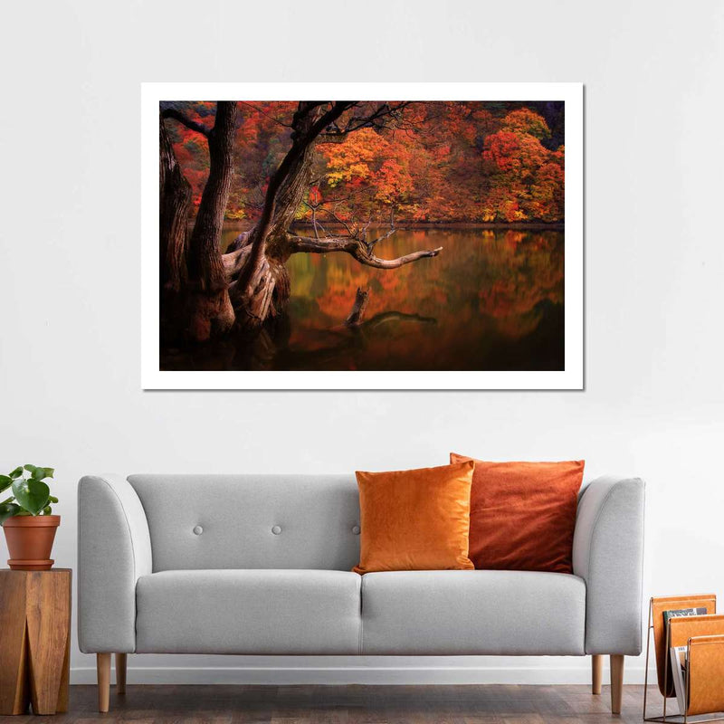 Orange Autumn Lake Wall Art