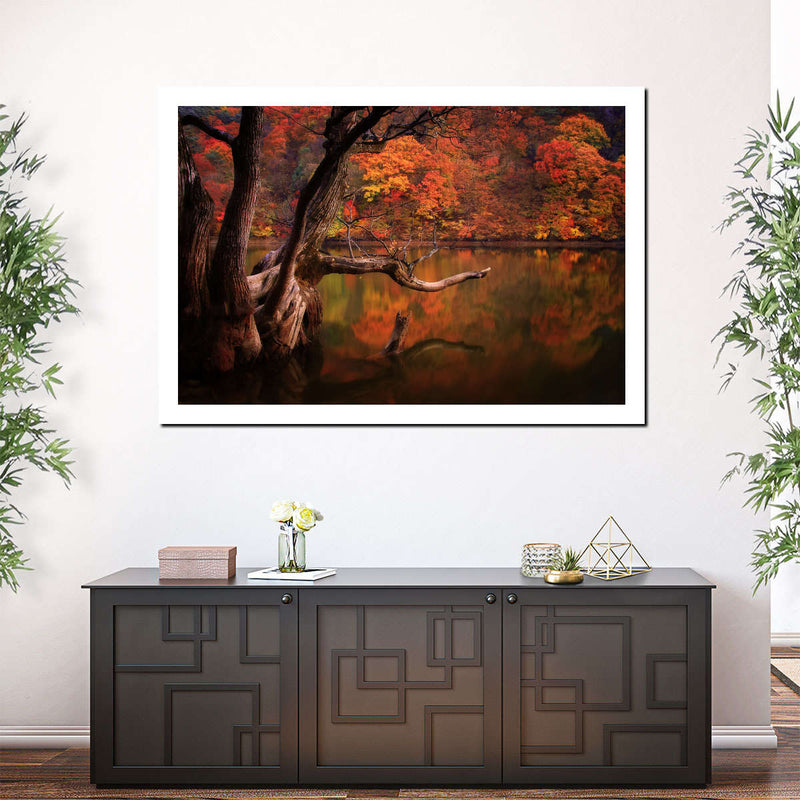 Orange Autumn Lake Wall Art