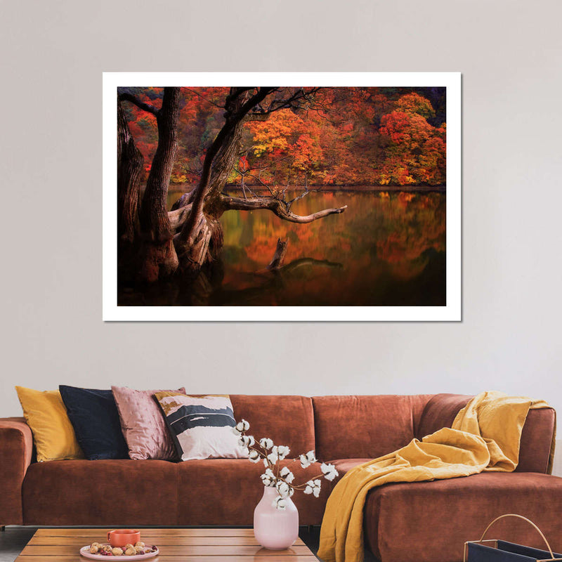 Orange Autumn Lake Wall Art