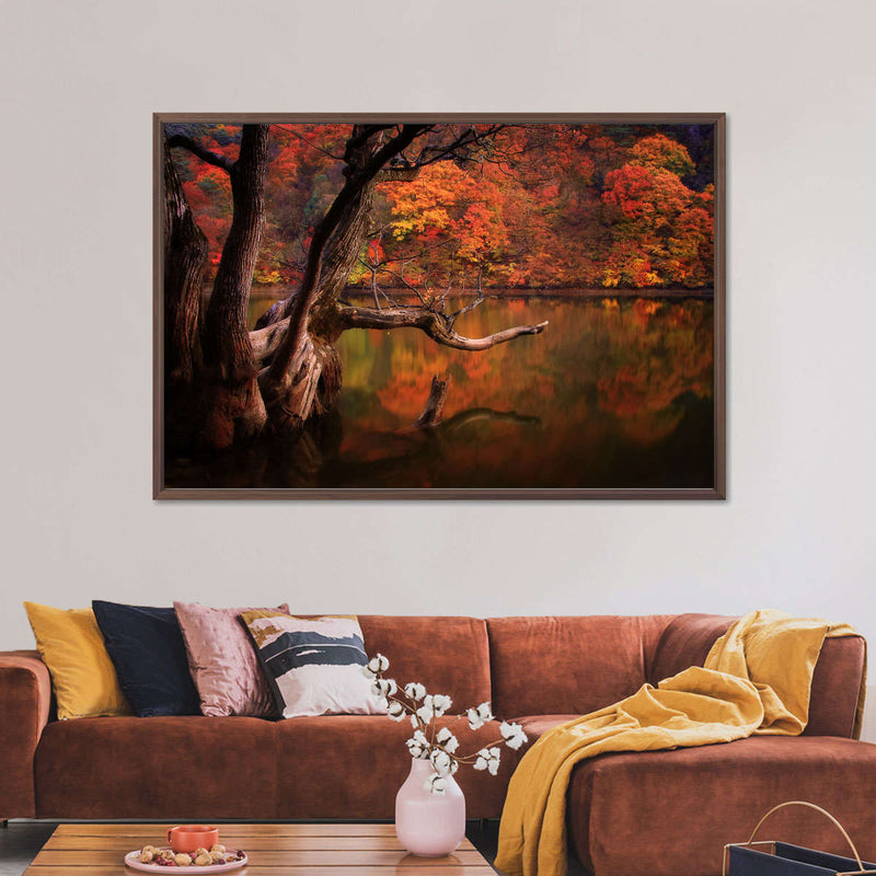 Orange Autumn Lake Wall Art