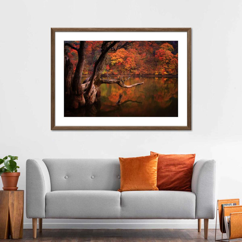 Orange Autumn Lake Wall Art