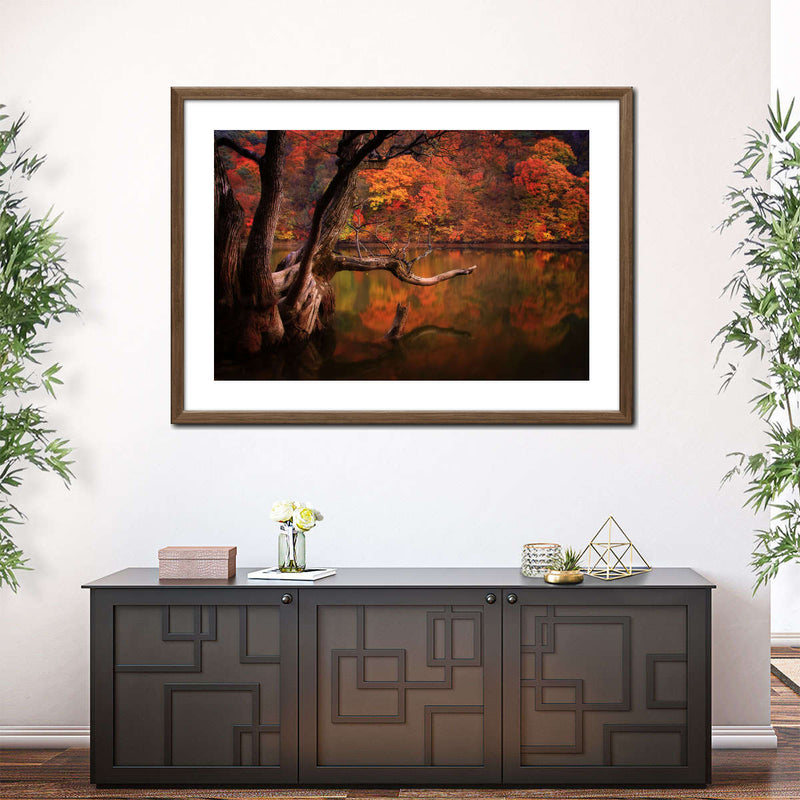 Orange Autumn Lake Wall Art