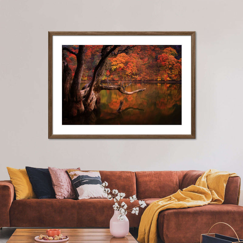 Orange Autumn Lake Wall Art