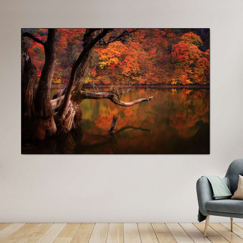 Orange Autumn Lake Wall Art