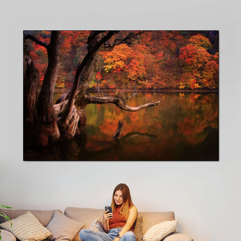 Orange Autumn Lake Wall Art