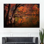 Orange Autumn Lake Wall Art