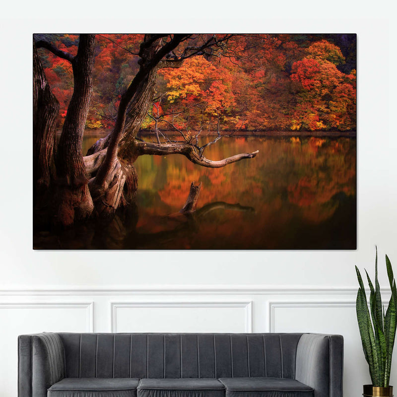 Orange Autumn Lake Wall Art