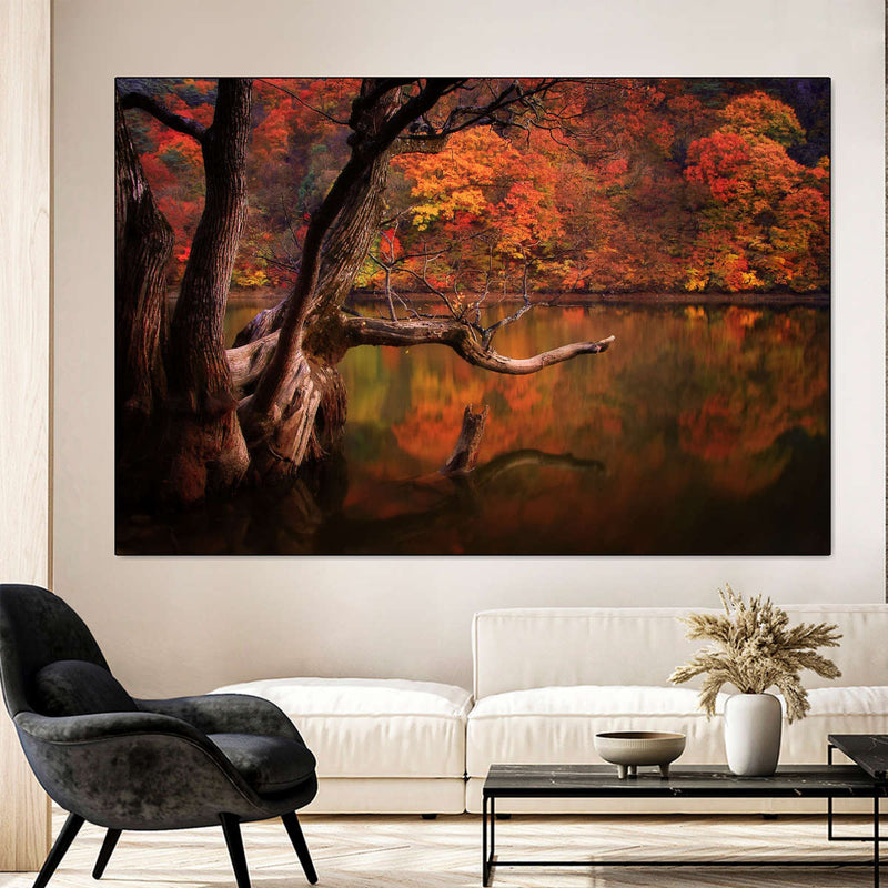 Orange Autumn Lake Wall Art
