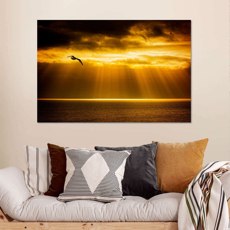 Golden Ocean Sky Wall Art