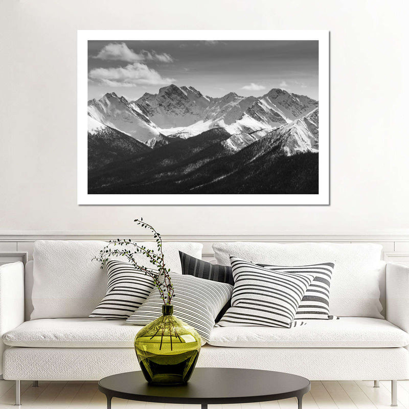 Monochrome Rocky Mountains Wall Art