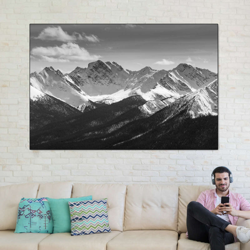 Monochrome Rocky Mountains Wall Art