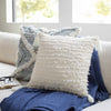 Odon Textured Ivory Tassel Square Pillow