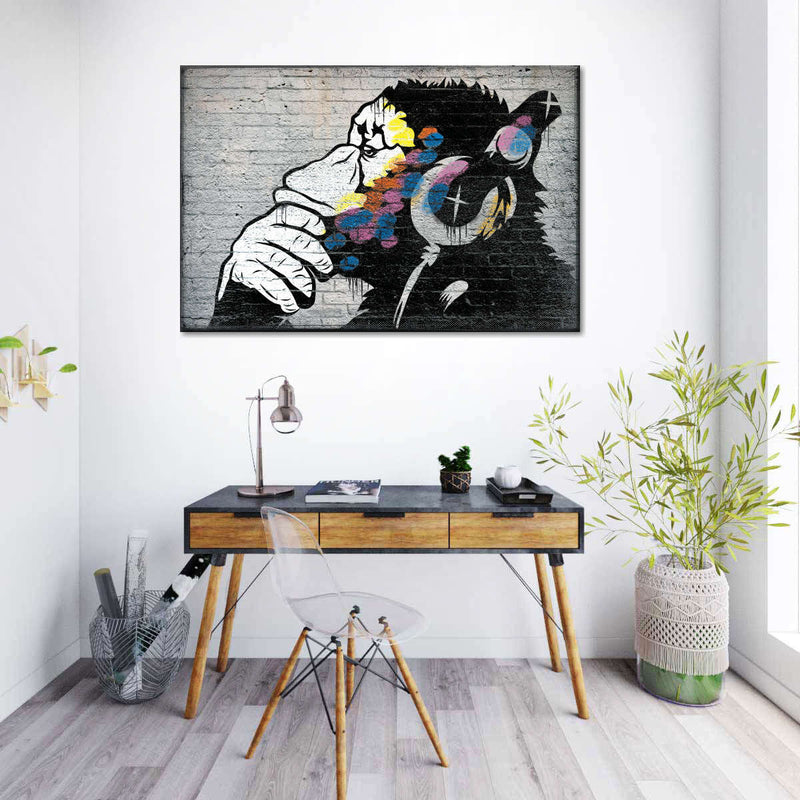 Monkey Wearing Headphones Wall Art