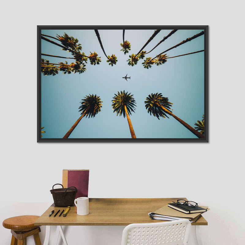 Plane Below Palm Trees Wall Art