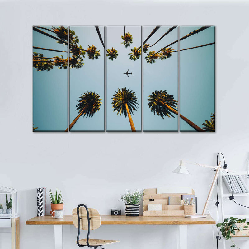 Plane Below Palm Trees Wall Art