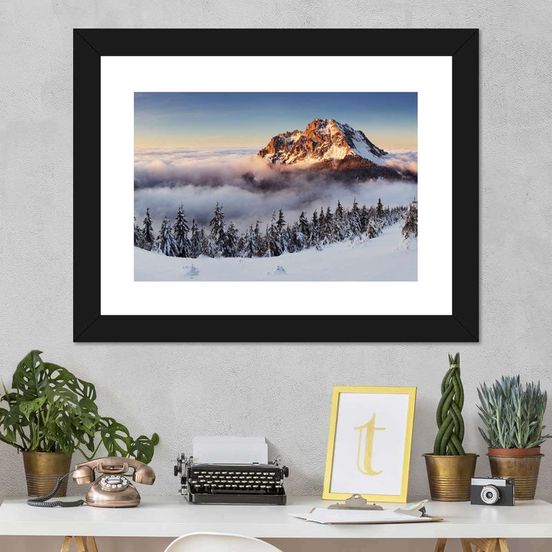 Snow Mountain Sunset Wall Art