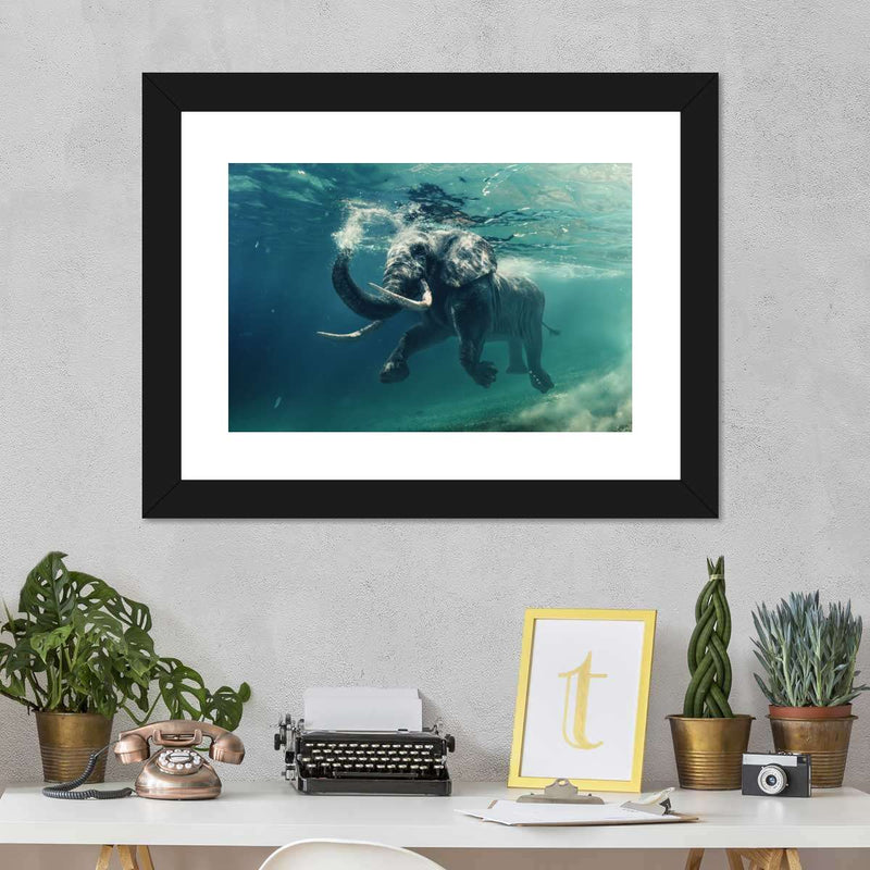 Swimming Elephant Wall Art