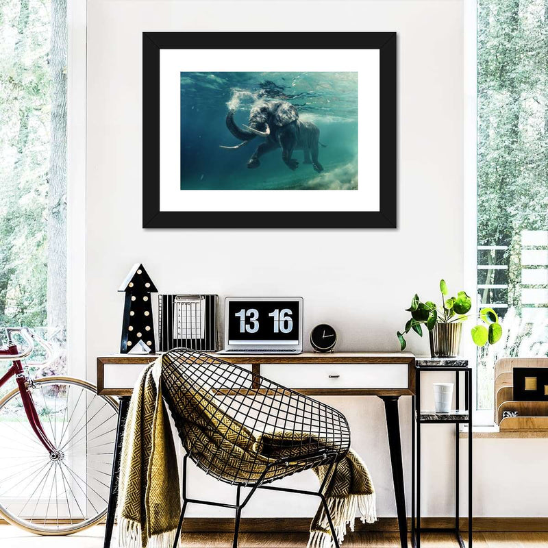 Swimming Elephant Wall Art