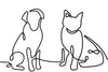 One Line Dog And Cat Wall Art