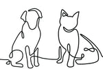 One Line Dog And Cat Wall Art