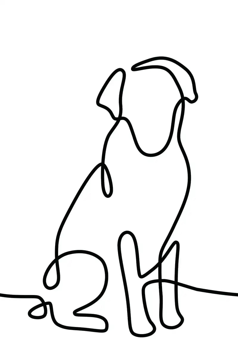 One Line Dog And Cat Wall Art
