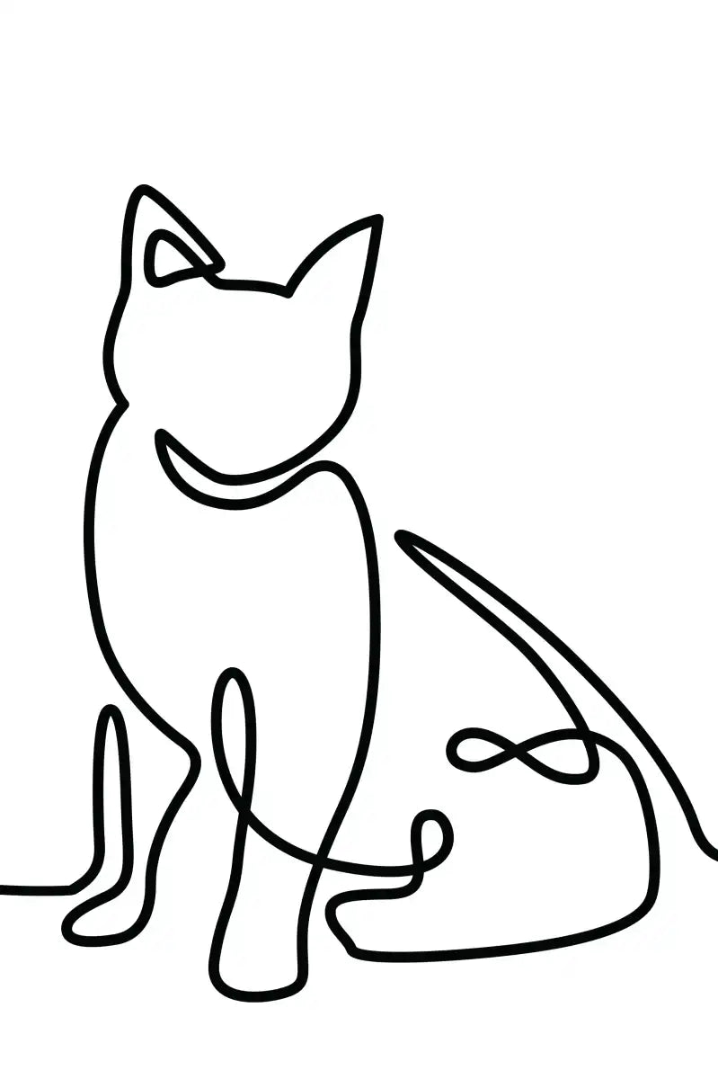 One Line Dog And Cat Wall Art